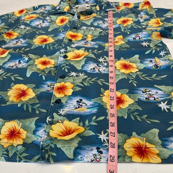 Disney Parks Mickey Mouse Floral Hawaiian Rayon Button Down Shirt Large - Picture 7 of 7